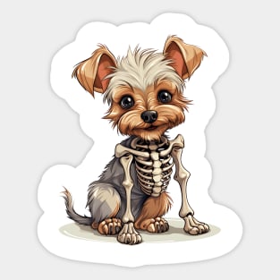 Skeleton Yorkshire Terrier Dog Sticker